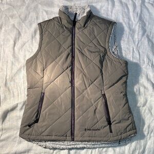 Free Country Women's Khaki Quilted Vest, Fleece Lined, pockets, size Large, NWOT